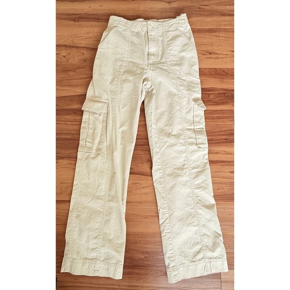 Abercrombie and Fitch Khaki Cargo Pants Wide Leg Casual Size 25 - Picture 2 of 5